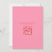 Roze en rode vierkant QR-code Baby shower Kaart (Achterkant)