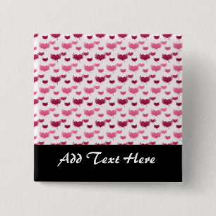 Roze en rode vliegende harten vierkante button 5,1 cm