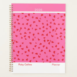 Roze en rode vrouwelijke minimalistische bloemengr planner