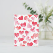 Roze en Rode Waterverf Hart Valentijns's Groet Briefkaart (Staand voorkant)