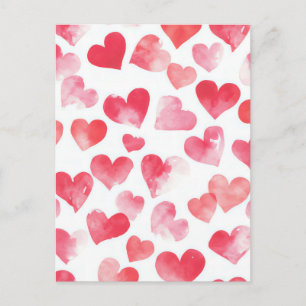 Roze en Rode Waterverf Hart Valentijns's Groet Briefkaart