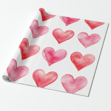 Roze en rode waterverf harten patroon