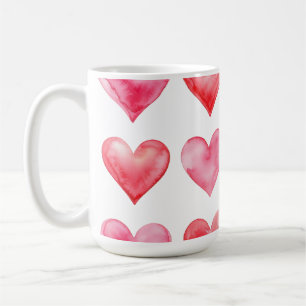 Roze en rode waterverf harten patroon  koffiemok