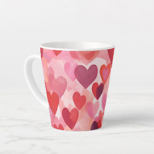 Roze en rode waterverf harten Romantische Coquette Latte Mok