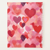 Roze en rode waterverf harten Romantische Coquette Planner (Achterkant)