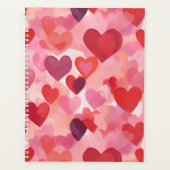 Roze en rode waterverf harten Romantische Coquette Planner (Voorkant)