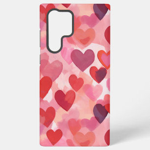 Roze en rode waterverf harten Romantische Coquette Samsung Galaxy Hoesje