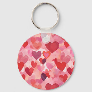 Roze en rode waterverf harten Romantische Coquette Sleutelhanger
