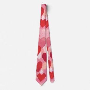 Roze en rode waterverf harten Romantische Coquette Stropdas