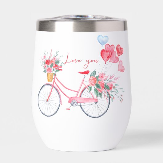 Roze en rode Waterverf Minimalist Love You (Voorkant)
