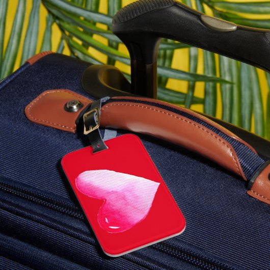 Roze en rode waterverf pop valentijn bagagelabel (Voorkant Insitu 1)