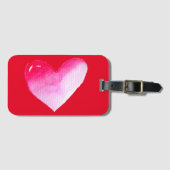 Roze en rode waterverf pop valentijn bagagelabel (Voorkant (horizontaal))