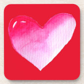 Roze en rode waterverf pop valentijn bier onderzetter (Voorkant)