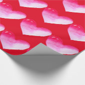 Roze en rode waterverf pop valentijn cadeaupapier (Hoek)