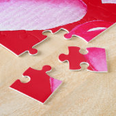 Roze en rode waterverf pop valentijn legpuzzel (Zijkant)