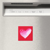 Roze en rode waterverf pop valentijn magneet (Insitu (Vaatwasser))