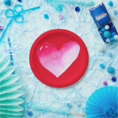 Roze en rode waterverf pop valentijn papieren bordje (Feest)