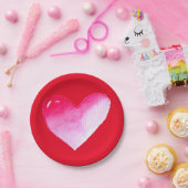 Roze en rode waterverf pop valentijn papieren bordje (Feest)