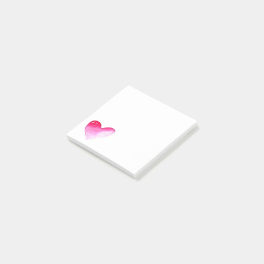 Roze en rode waterverf pop valentijn post-it® notes (Schuin)