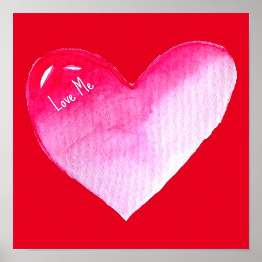 Roze en rode waterverf pop valentijn poster (Voorkant)