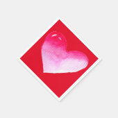 Roze en rode waterverf pop valentijn servet (Hoek)