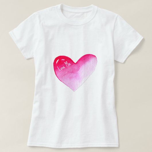 Roze en rode waterverf pop valentijn t-shirt (Design voorkant)