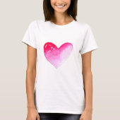 Roze en rode waterverf pop valentijn t-shirt (Voorkant)