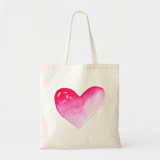 Roze en rode waterverf pop valentijn tote bag (Voorkant)