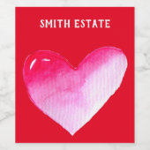 Roze en rode waterverf pop valentijn wijn etiket (Enkel label)