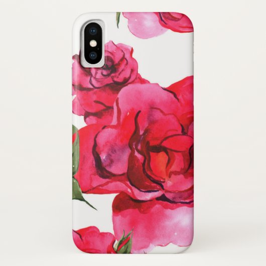 Roze en rode Waterverf Rozen op wit Case-Mate iPhone Case (Achterkant)