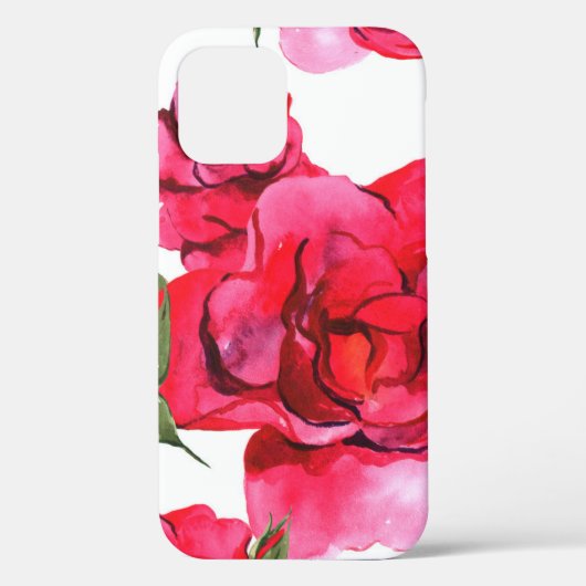 Roze en rode Waterverf Rozen op wit Case-Mate iPhone Case (Achterkant)