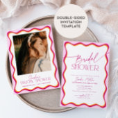 Roze en rode Wavy Border Vrijgezellenfeest Kaart