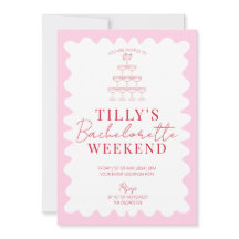 Roze en Rode Wavy Hen Weekend Party Uitnodiging