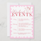 Roze en Rode Wavy Hen Weekend Party Uitnodiging (Achterkant)