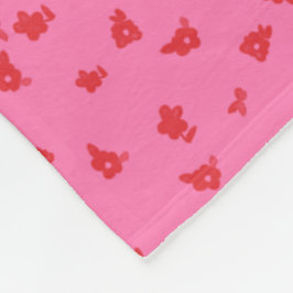 Roze en Rode Willekeurige Bloemen Fleece Deken