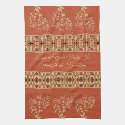 Roze en roestvrij Sinaasappel Theedoek (Verticaal)