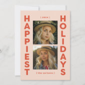 Roze en Rood 2 Foto Vakantie Foto Kerstmis Kaart (Voorkant)