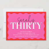 Roze en rood 30ste verjaardagsfeest kaart (Voorkant)