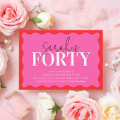 Roze en rood 40ste verjaardagsfeest kaart