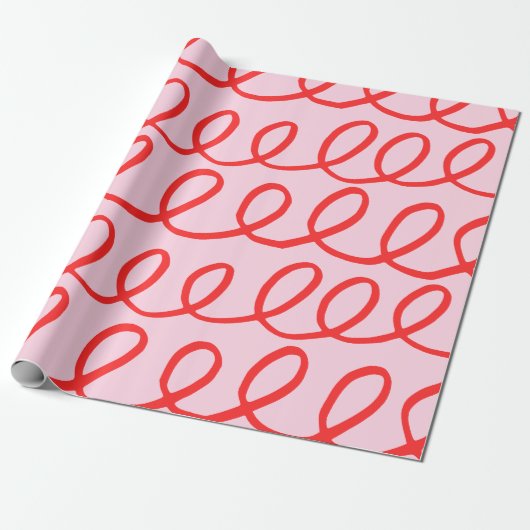 Roze en rood Abstract omslagpapier Cadeaupapier (Uitgerold)