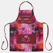 Roze en rood Abstract - Vetgedrukte monochrome keu Schort (Voorkant)