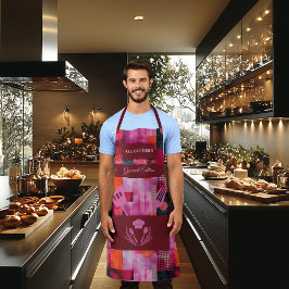 Roze en rood Abstract - Vetgedrukte monochrome keu Schort