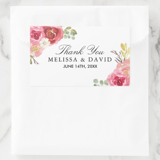 Roze en Rood Dank u Stickers (Tas)