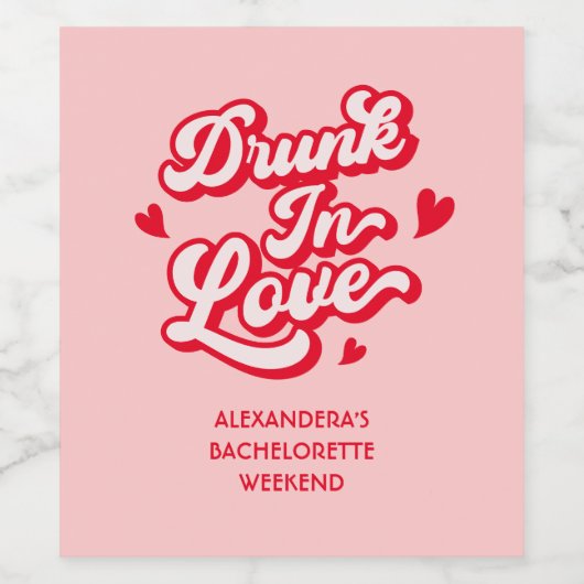 Roze en Rood Drink in Liefde Bachelorette Wijn Etiket (Enkel label)