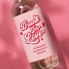 Roze en Rood Drink in Liefde Bachelorette Wijn Etiket