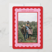 Roze en Rood Eenvoudige Scallop Foto Lijst Feestdagenkaart (Voorkant)