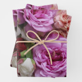 Roze en rood floraal inpakpapier, 3 vellen (In situ)