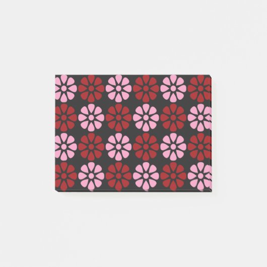 Roze en rood floreel patroon post-it® notes (Voorkant)