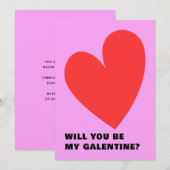 Roze en Rood Galentine's Day Heart Kaart (Voorkant / Achterkant)