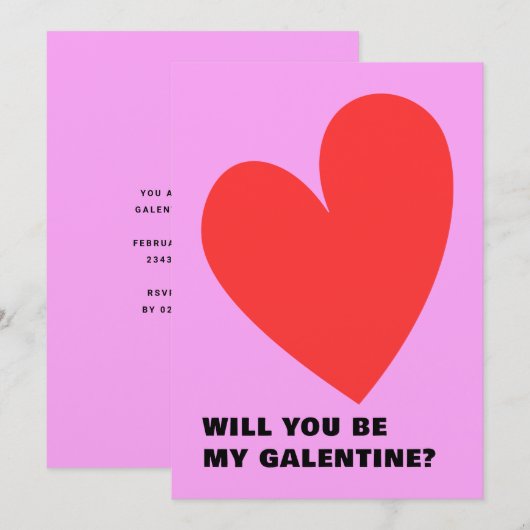 Roze en Rood Galentine's Day Heart Kaart (Voorkant / Achterkant)